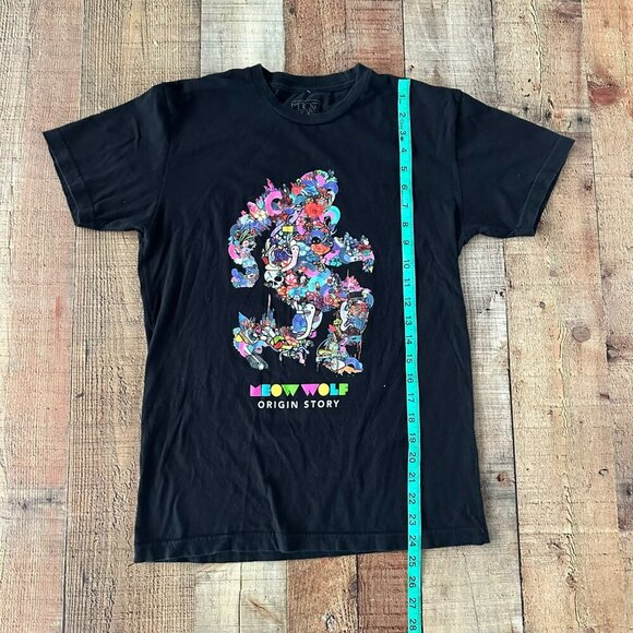 Meow Wolf Women size small Origin Story Graphic Short Sleeve TShirt Black Cotton - Picture 3 of 6